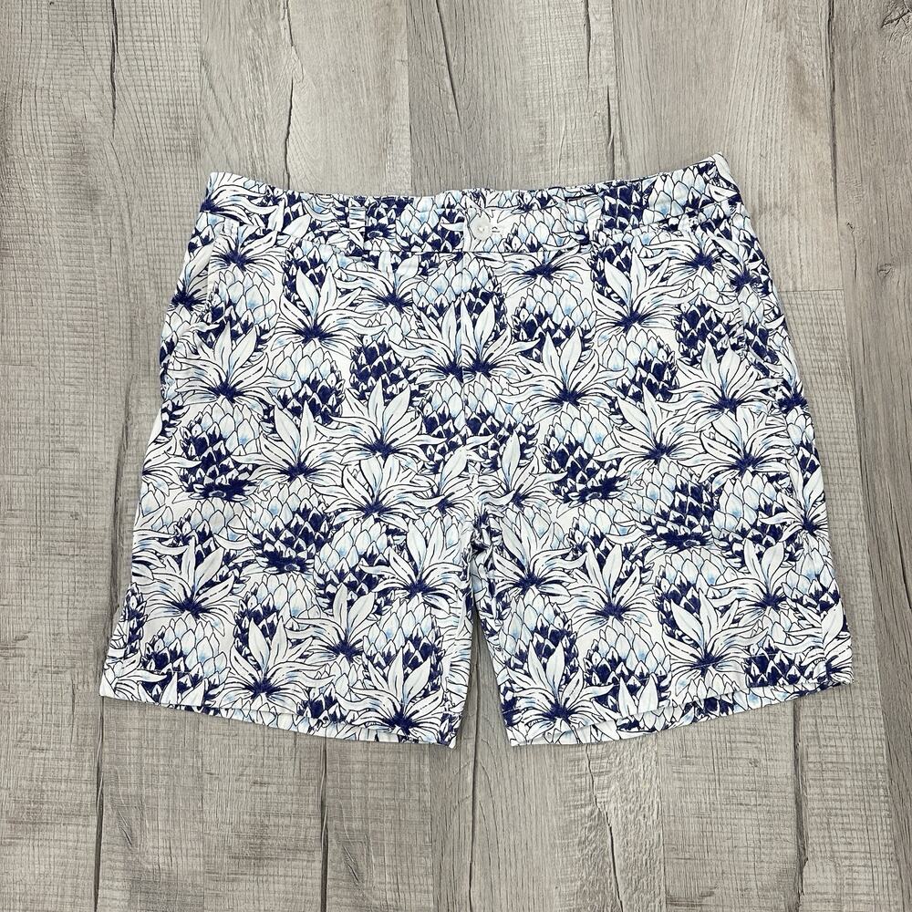 Vineyard Vines Breaker Shorts Mens 34 Blue Pineapple Preppy Casual Stretch Golf